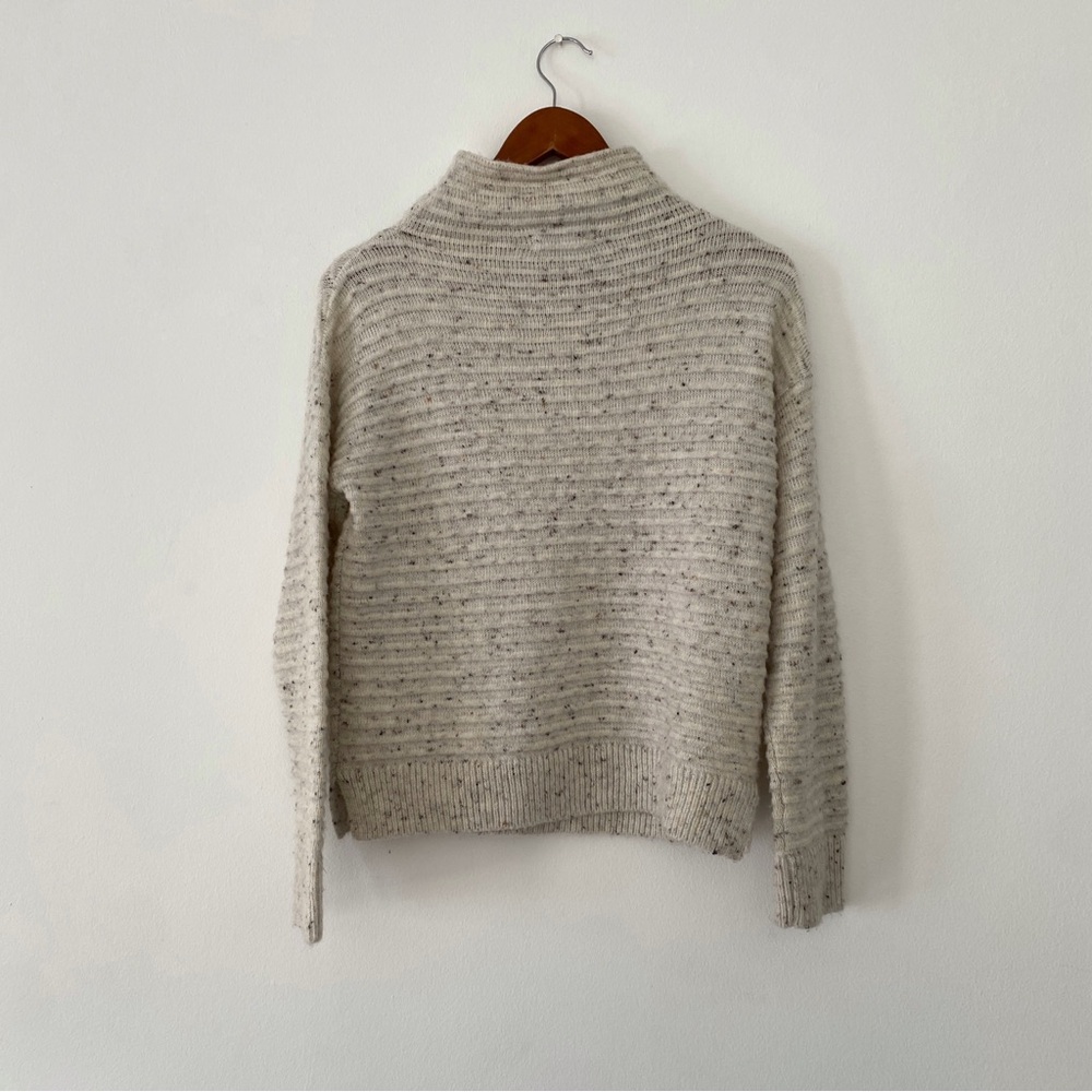 Madewell mockneck wool blend cream white slit sweater women’s size s